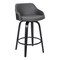 Armen Living Alec 30" Bar Height Swivel Gray Faux Leather and Black Wood Bar Stool LCAEBABLGR30 - alternate 1